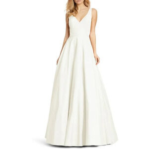 Ieena for Mac Duggal Tailored V Neck Ballgown White Size 12